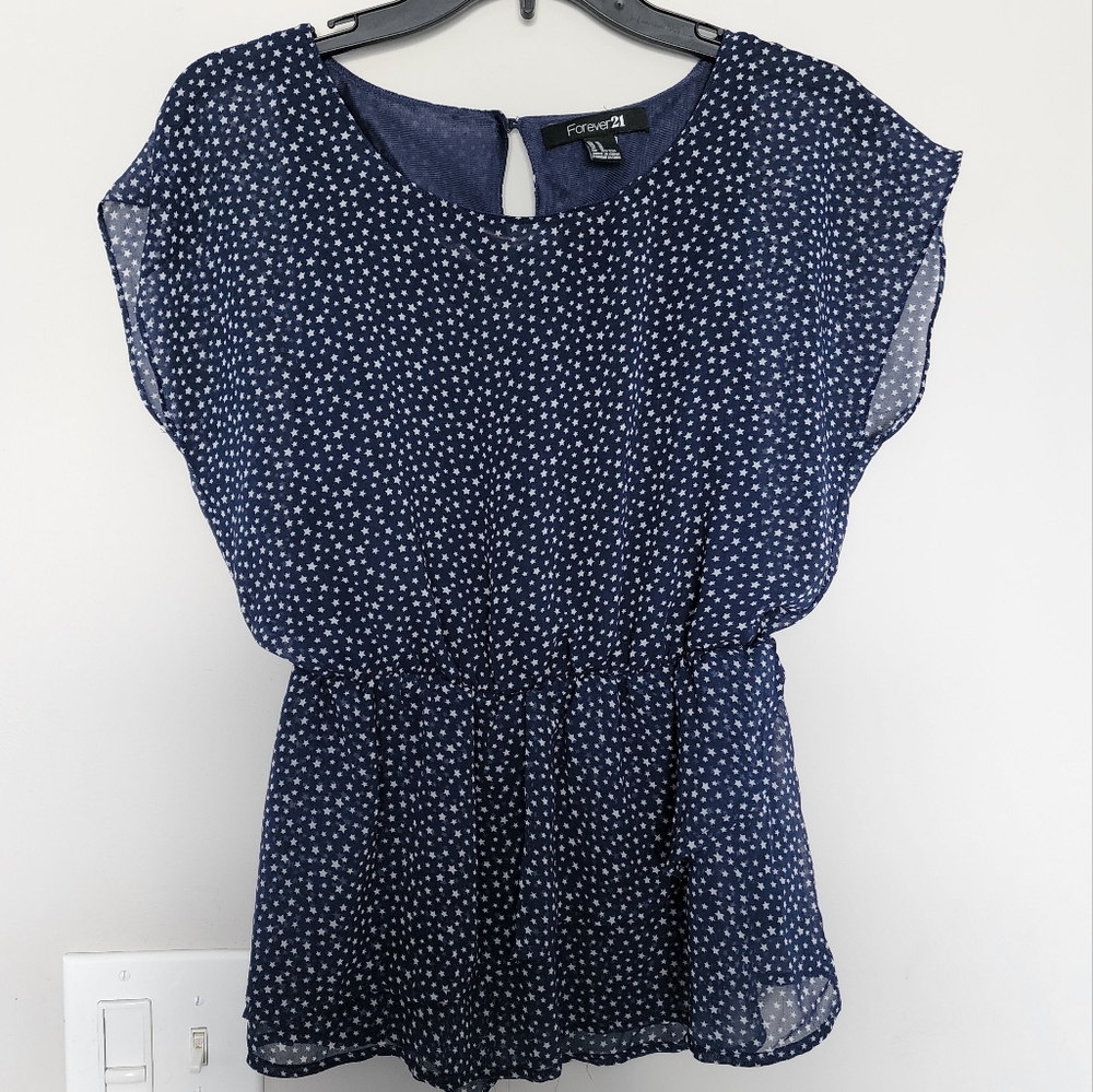 Star Print Peplum Top